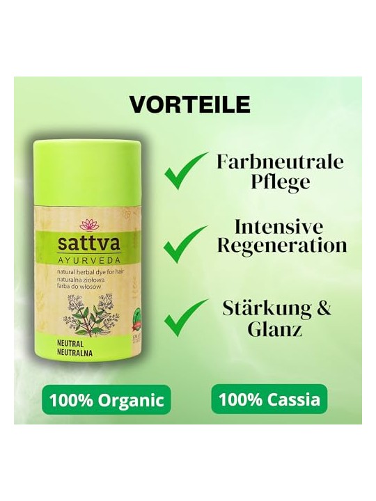 Sattva Tintura naturale a base di erbe per capelli tintura naturale per capelli alle erbe Cassia neutra 150g