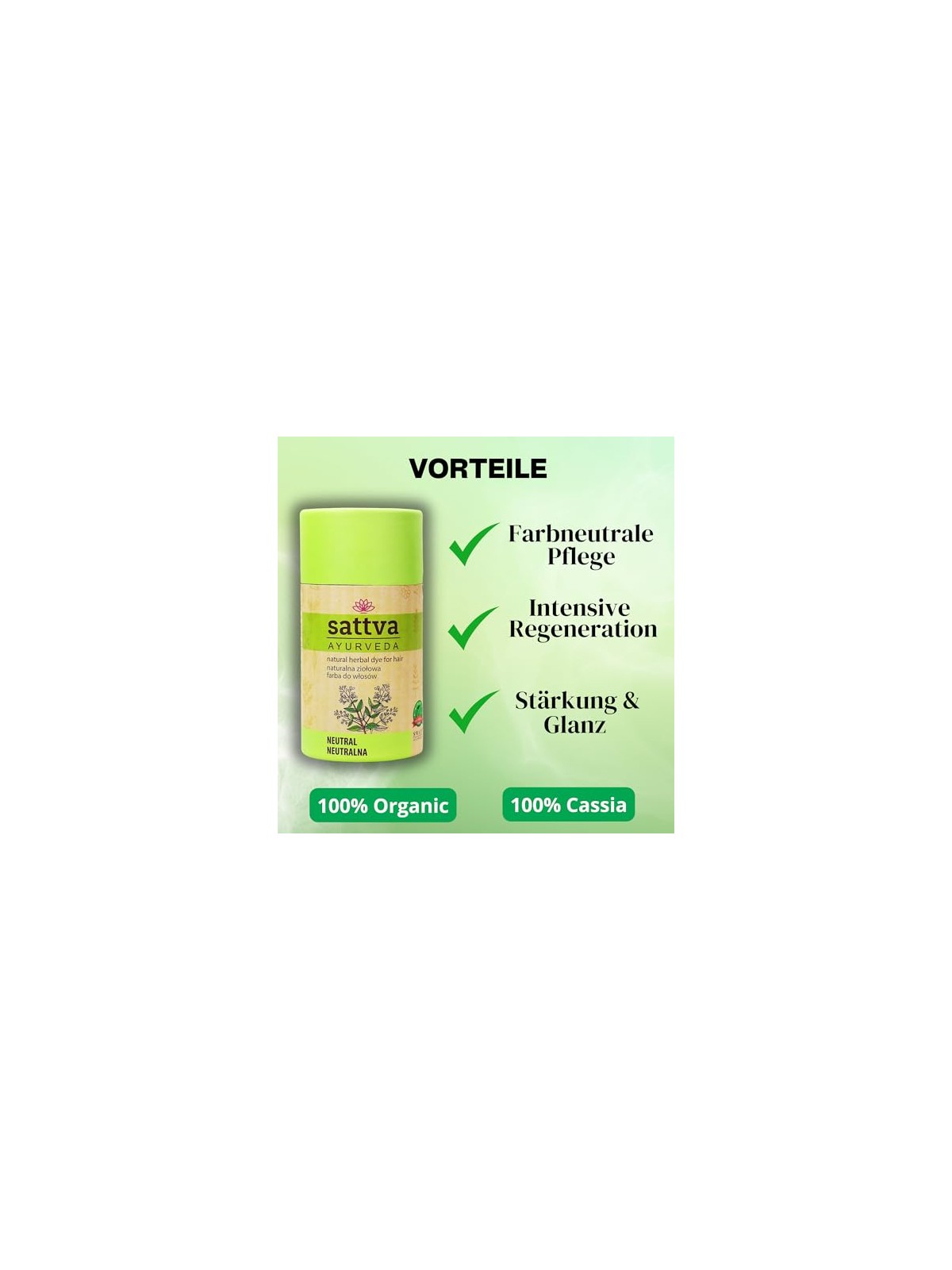 Sattva Tintura naturale a base di erbe per capelli tintura naturale per capelli alle erbe Cassia neutra 150g