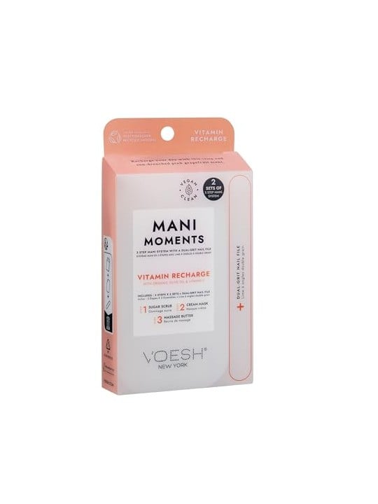 Voesh SET Mani Moments Double Vitamin Recharge set manicure peeling allo zucchero + maschera in crema + olio da massaggio +