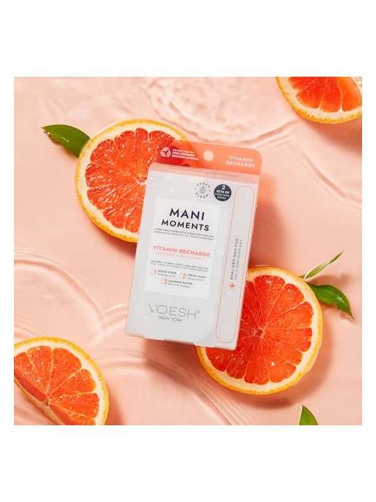 Voesh SET Mani Moments Double Vitamin Recharge set manicure peeling allo zucchero + maschera in crema + olio da massaggio +