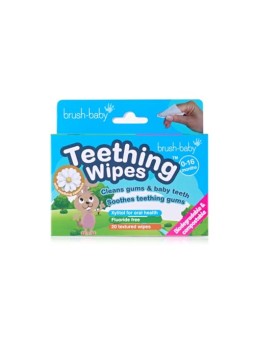 Brush baby Garze igieniche con camomilla e Xilitol per la pulizia delle gengive, 0-16 mesi, 20 pezzi.