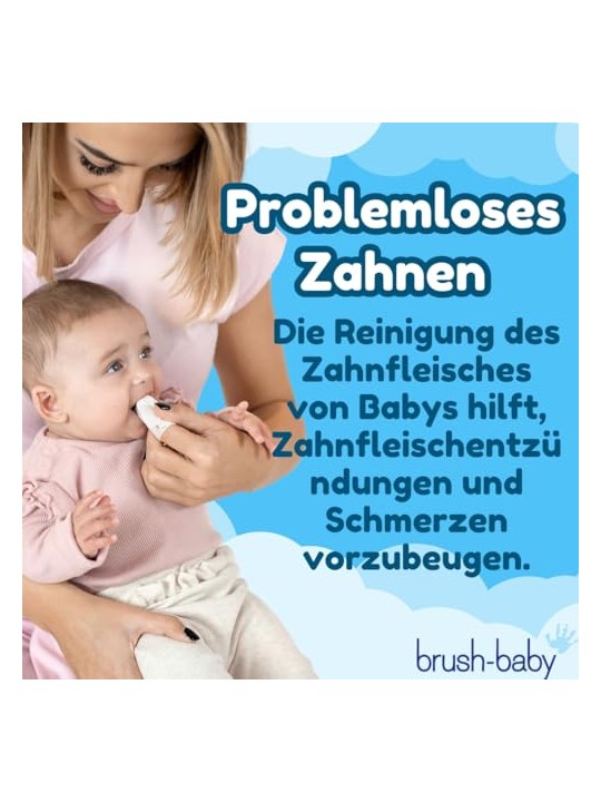 Brush baby Garze igieniche con camomilla e Xilitol per la pulizia delle gengive, 0-16 mesi, 20 pezzi.
