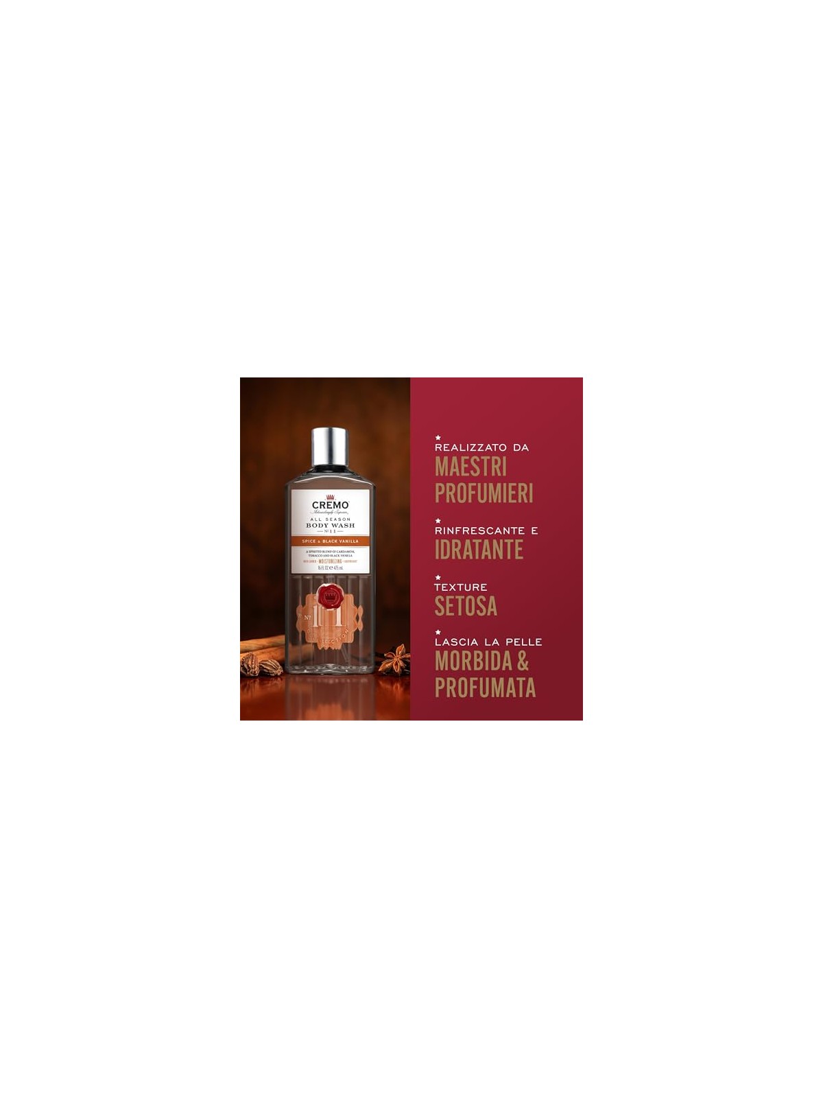 Cremo Bagnoschiuma Spice & Black Vanilla 473ml uomo