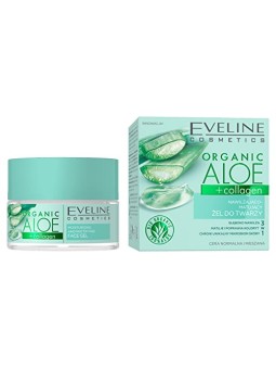 Eveline Aloe biologica + Collagene gel viso idratante e opacizzante per pelli normali e spray 50ml