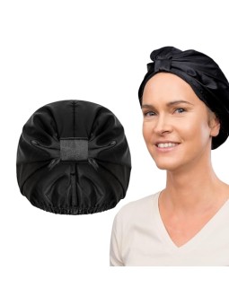 Glov Cuffia in raso per proteggere i capelli ricci e acconciati dall'attrito e dall'effetto crespo. Nera.