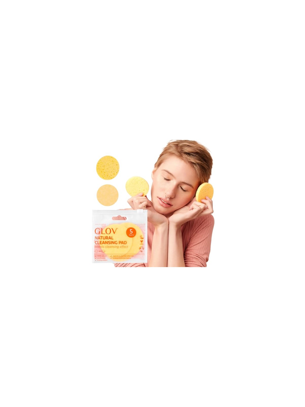 Glov Dischetti detergenti naturali Dischetti detergenti viso in cellulosa 5 pz