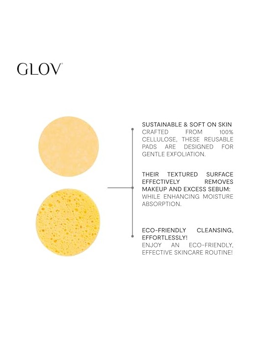 Glov Dischetti detergenti naturali Dischetti detergenti viso in cellulosa 5 pz