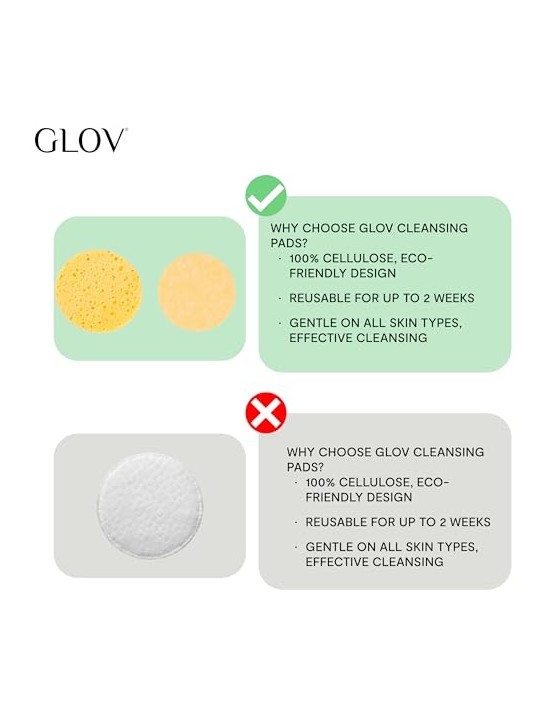Glov Dischetti detergenti naturali Dischetti detergenti viso in cellulosa 5 pz