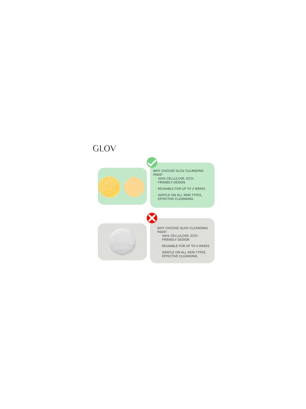Glov Dischetti detergenti naturali Dischetti detergenti viso in cellulosa 5 pz