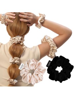 Glov Elastici per capelli in raso, elastici per capelli in raso, colore Vino/Nero, 2 pezzi