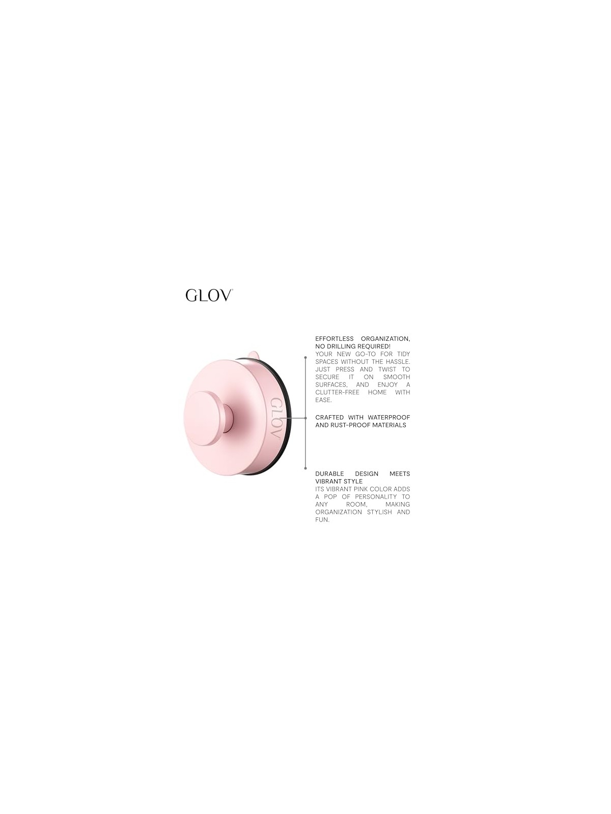Glov Gancio da bagno a ventosa Hookie Pookie Forte rosa