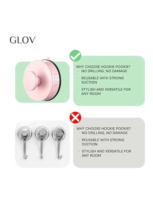Glov Gancio da bagno a ventosa Hookie Pookie Forte rosa