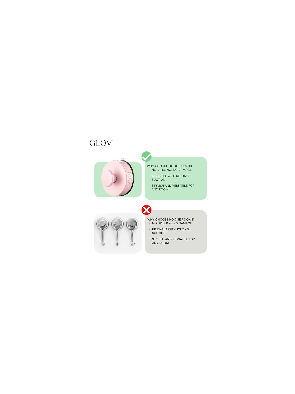 Glov Gancio da bagno a ventosa Hookie Pookie Forte rosa