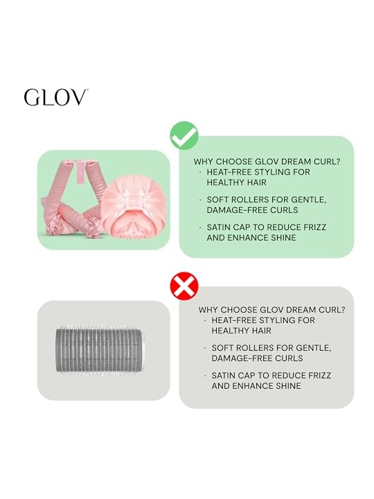 Glov SET Bigodini Dream Curl per styling a freddo 1 pz + cuffia in raso 1 pz