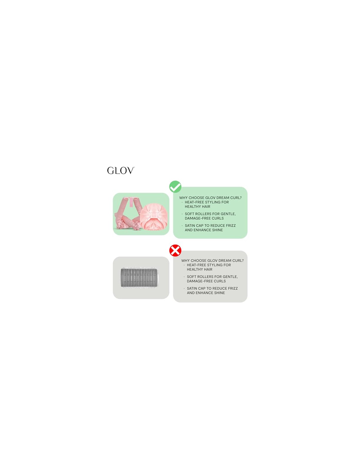 Glov SET Bigodini Dream Curl per styling a freddo 1 pz + cuffia in raso 1 pz