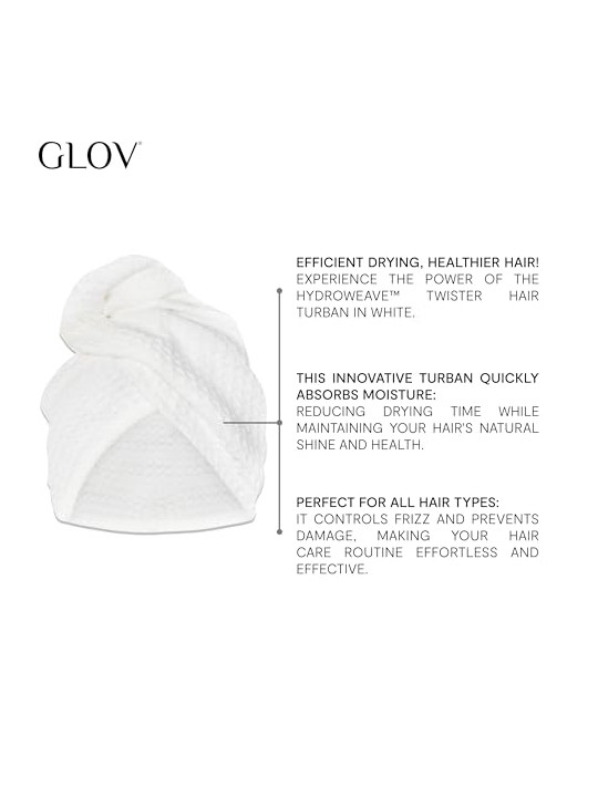 Glov Turbante ultra assorbente HydroWeave Twister per capelli