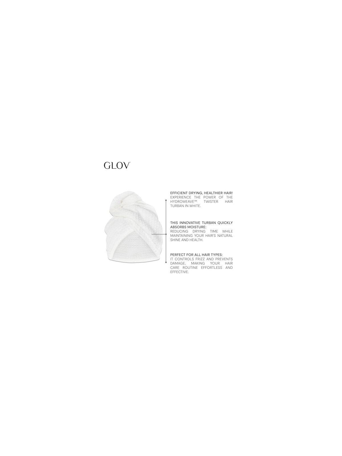 Glov Turbante ultra assorbente HydroWeave Twister per capelli