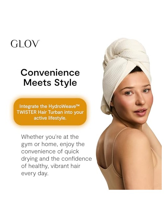 Glov Turbante ultra assorbente HydroWeave Twister per capelli