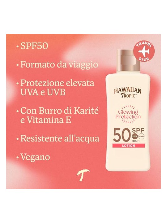 Hawaiian Tropic Lozione solare SPF 50 con effetto illuminante, formato mini 75 ml donna