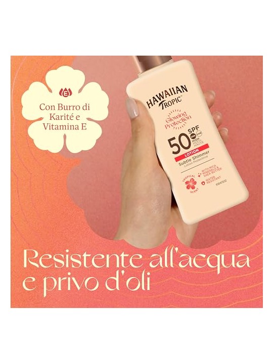 Hawaiian Tropic Lozione solare SPF 50 con effetto illuminante, formato mini 75 ml donna