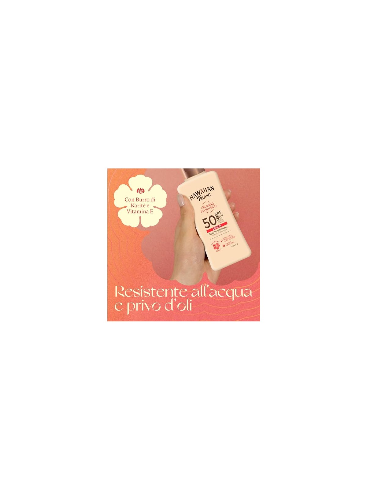 Hawaiian Tropic Lozione solare SPF 50 con effetto illuminante, formato mini 75 ml donna