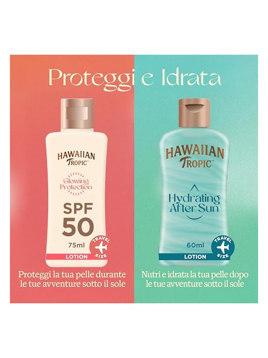 Hawaiian Tropic Lozione solare SPF 50 con effetto illuminante, formato mini 75 ml donna