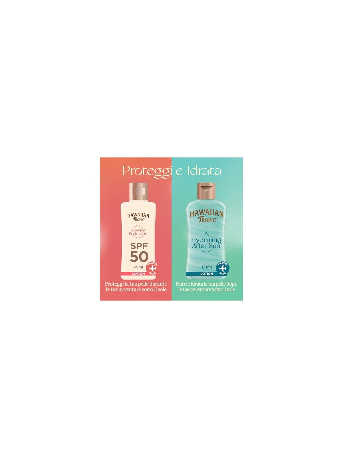 Hawaiian Tropic Lozione solare SPF 50 con effetto illuminante, formato mini 75 ml donna
