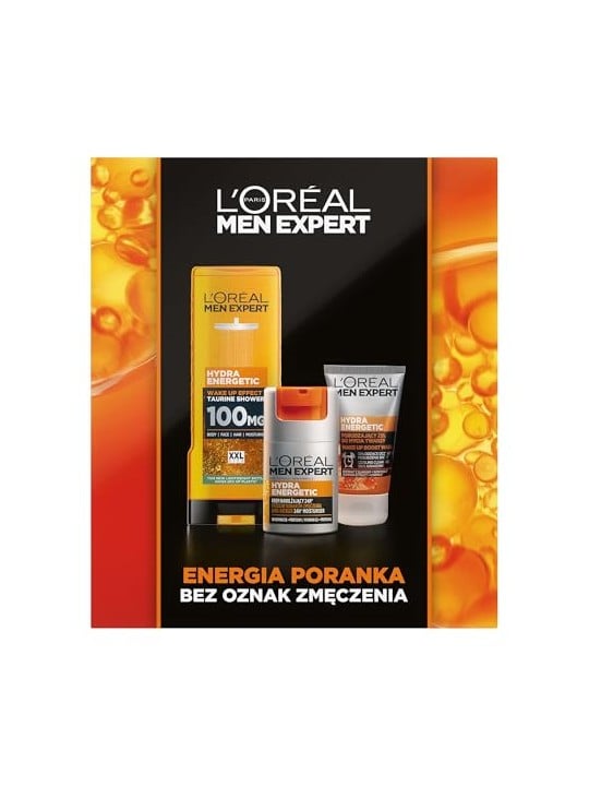 L'oreal paris SET Men Hydra Energetic: gel doccia 400ml + crema idratante 50ml + detergente viso 100ml