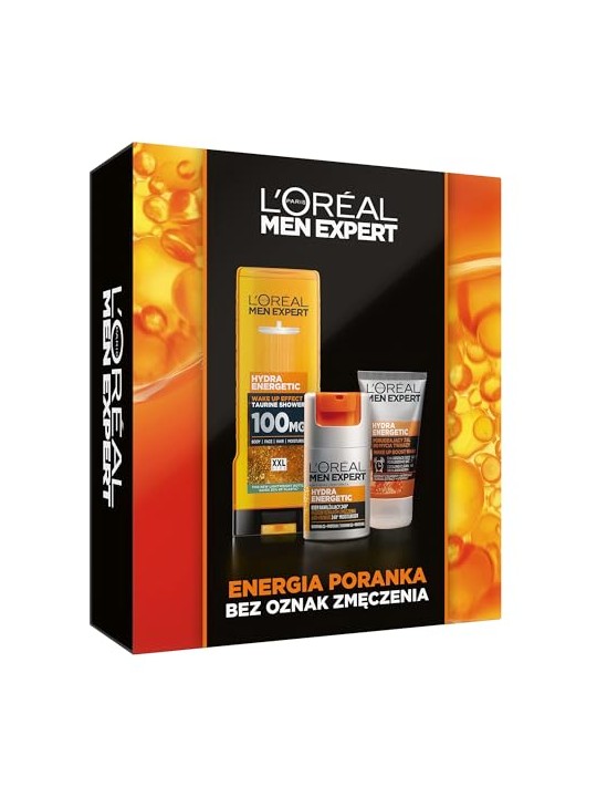 L'oreal paris SET Men Hydra Energetic: gel doccia 400ml + crema idratante 50ml + detergente viso 100ml