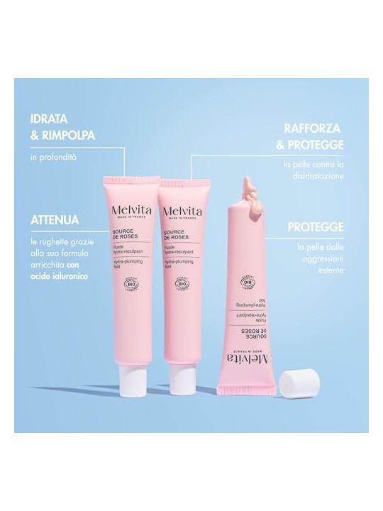 Melvita Fluido idratante rigenerante SOURCE DE ROSES 40ml donna