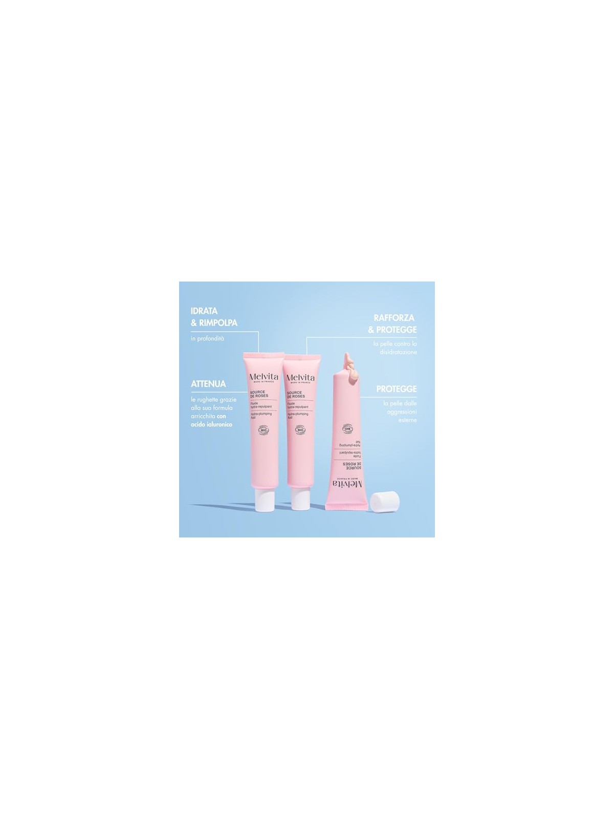 Melvita Fluido idratante rigenerante SOURCE DE ROSES 40ml donna