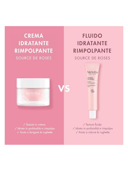 Melvita Fluido idratante rigenerante SOURCE DE ROSES 40ml donna