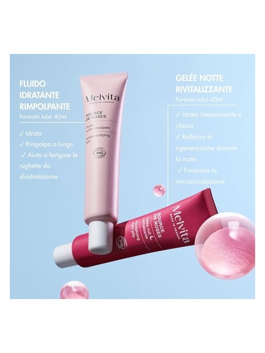Melvita Fluido idratante rigenerante SOURCE DE ROSES 40ml donna