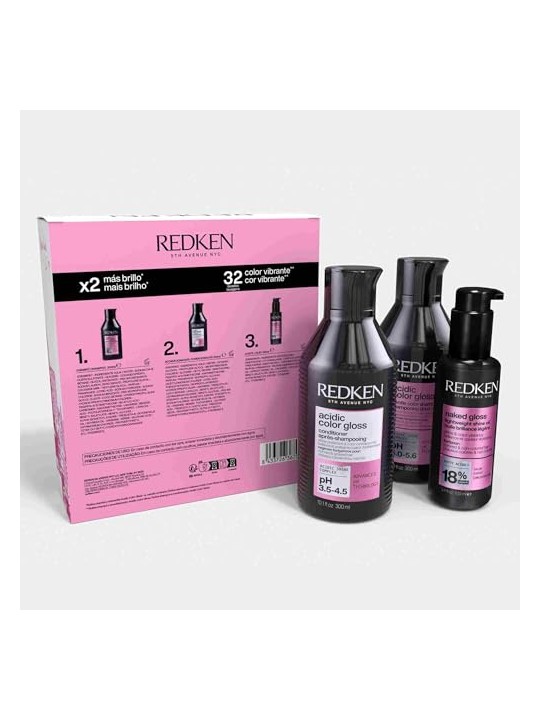 Redken CUSTODIA LUCIDA COLOR ACIDO 3 pezzi Shampoo 300 ml + Conditioner 300 ml + Hair Oil 100 ml unisex