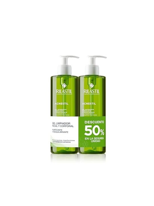 Rilastil ACNESTIL gel detergente purificante, confezione da 2 x 400ml unisex