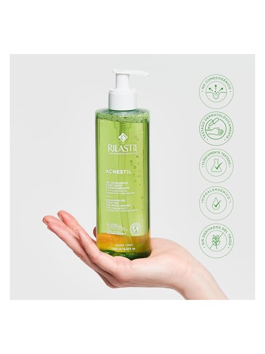 Rilastil ACNESTIL gel detergente purificante, confezione da 2 x 400ml unisex