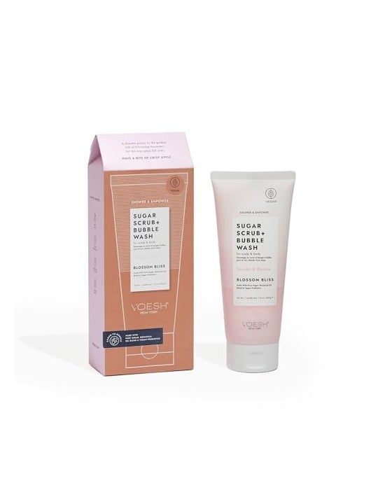 Voesh Sugar Scrub + Bubble Wash detergente corpo e cuoio capelluto esfoliante allo zucchero Blossom Bliss 210g