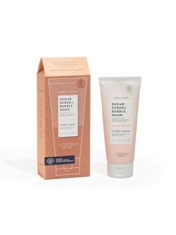 Voesh Sugar Scrub + Bubble Wash, peeling e schiuma detergente per cuoio capelluto e corpo, aroma Agrumi 210g