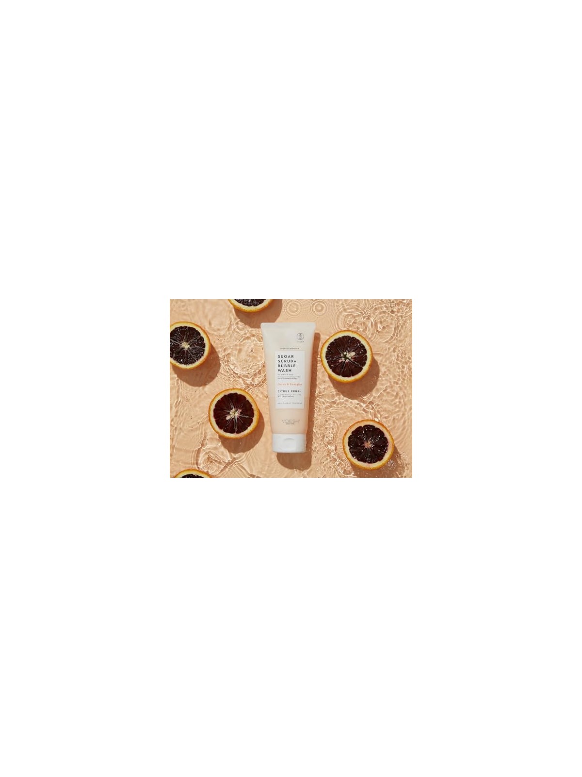 Voesh Sugar Scrub + Bubble Wash, peeling e schiuma detergente per cuoio capelluto e corpo, aroma Agrumi 210g