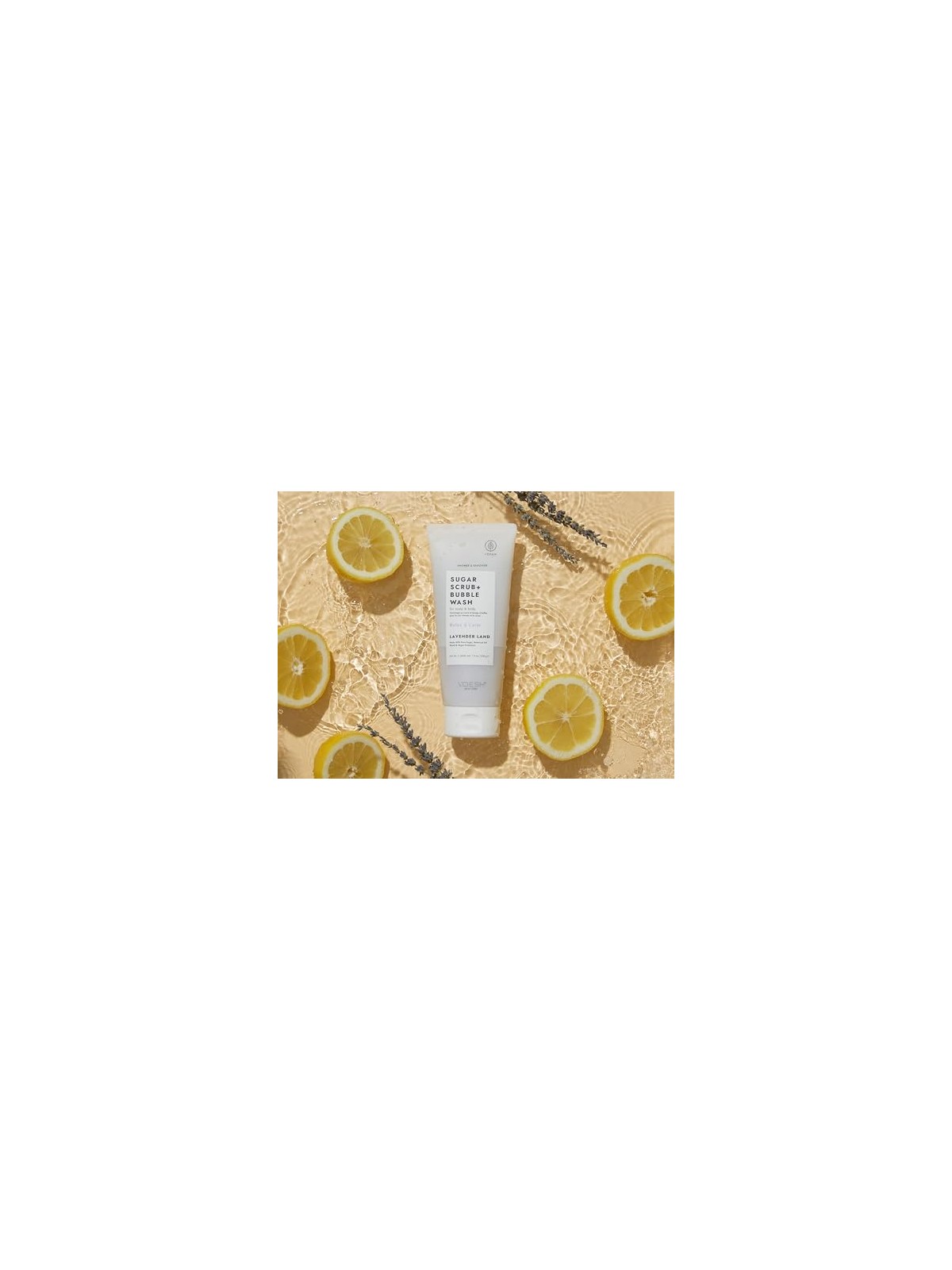 Voesh Sugar Scrub + Bubble Wash, peeling e schiuma detergente per cuoio capelluto e corpo, Lavender Land 210g