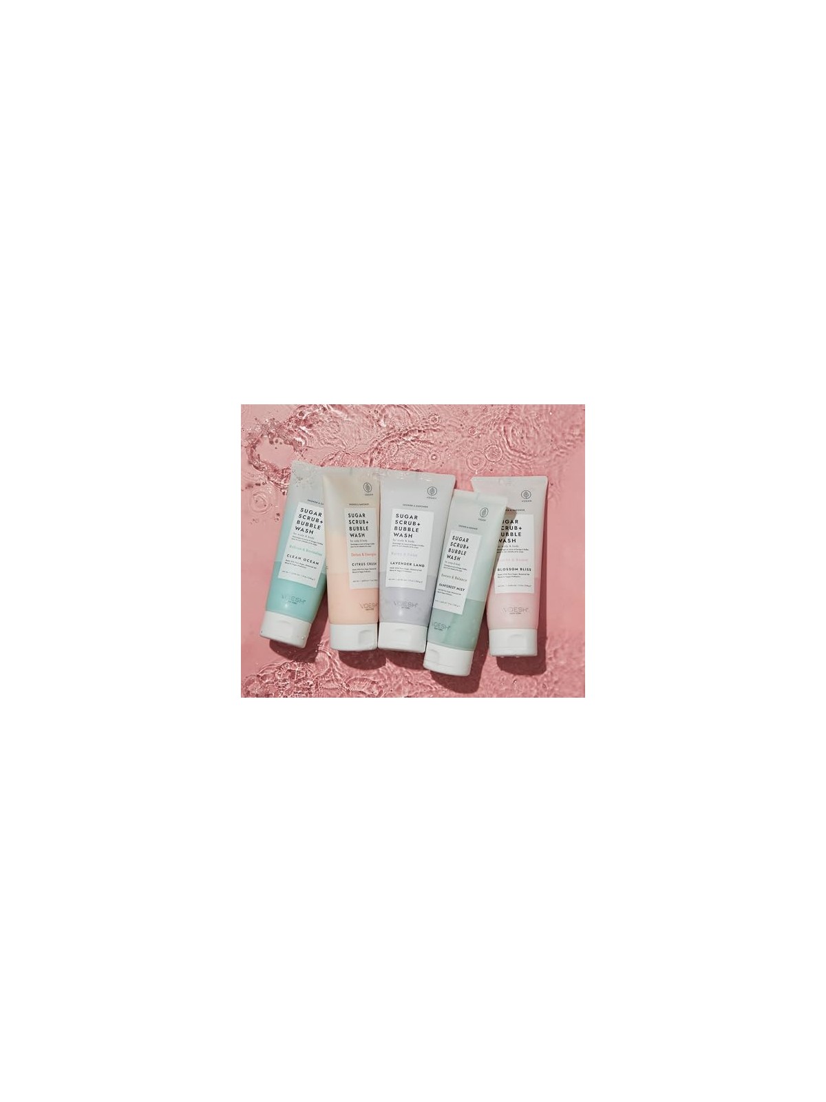 Voesh Sugar Scrub + Bubble Wash, peeling e schiuma detergente per cuoio capelluto e corpo, Lavender Land 210g