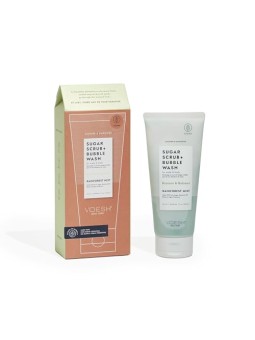Voesh Sugar Scrub + Bubble Wash, peeling e schiuma detergente per cuoio capelluto e corpo, Rainforest Mist 210g