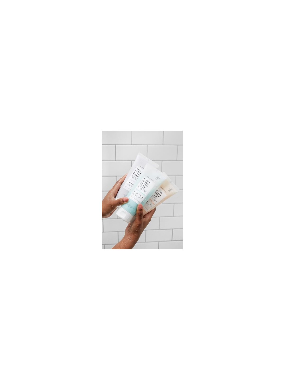 Voesh Sugar Scrub + Bubble Wash, peeling e schiuma detergente per cuoio capelluto e corpo, Rainforest Mist 210g