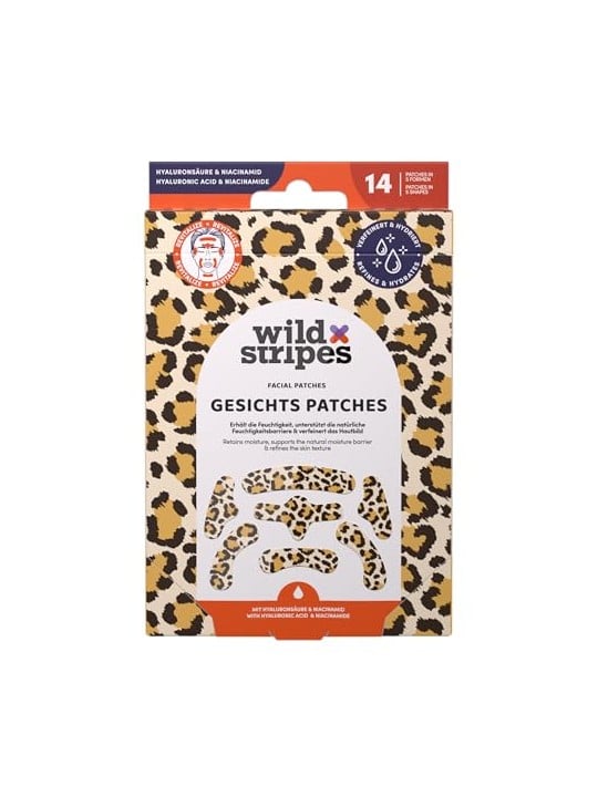Wild Stripes Cerotti idrocolloidali per la pelle, motivo animale Leo, per il viso, 14 pezzi donna