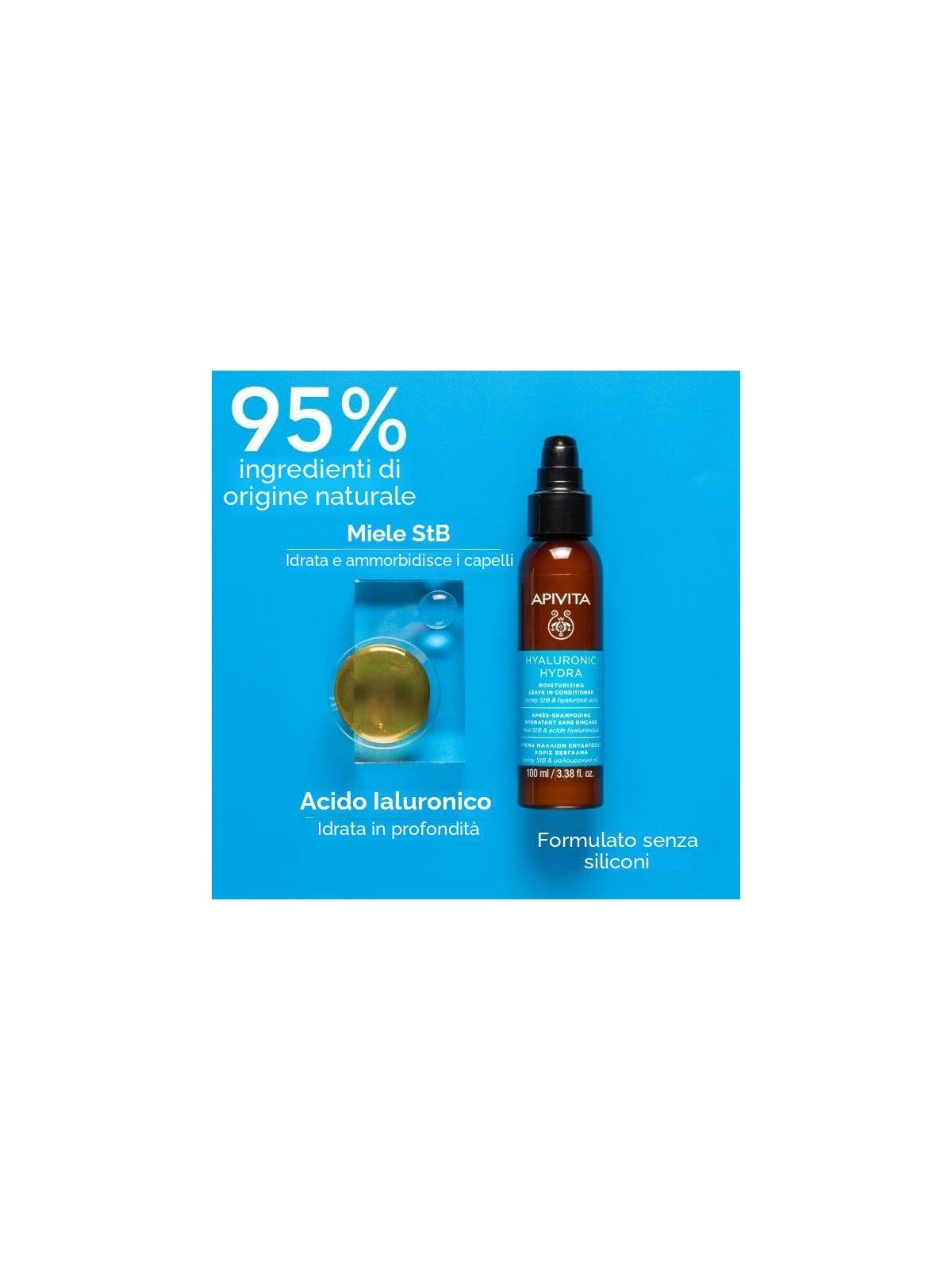 Apivita Balsamo idratante senza risciacquo con acido ialuronico e aloe 100ml unisex