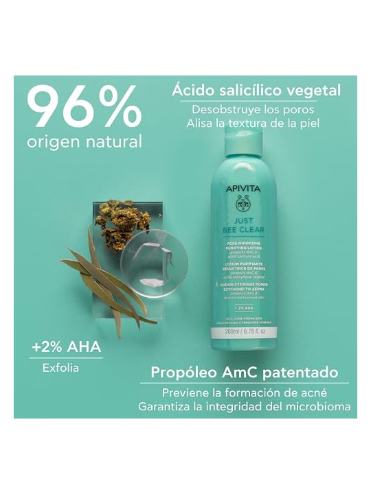Apivita JUST BEE CLEAR Lozione purificante minimizzante dei pori per pelligrasse 200ml unisex
