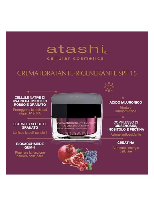 Atashi Set di 2 prodotti per un rituale viso idratante e antiossidante. Facial cream 50ml + Eye contour cream 15ml unisex