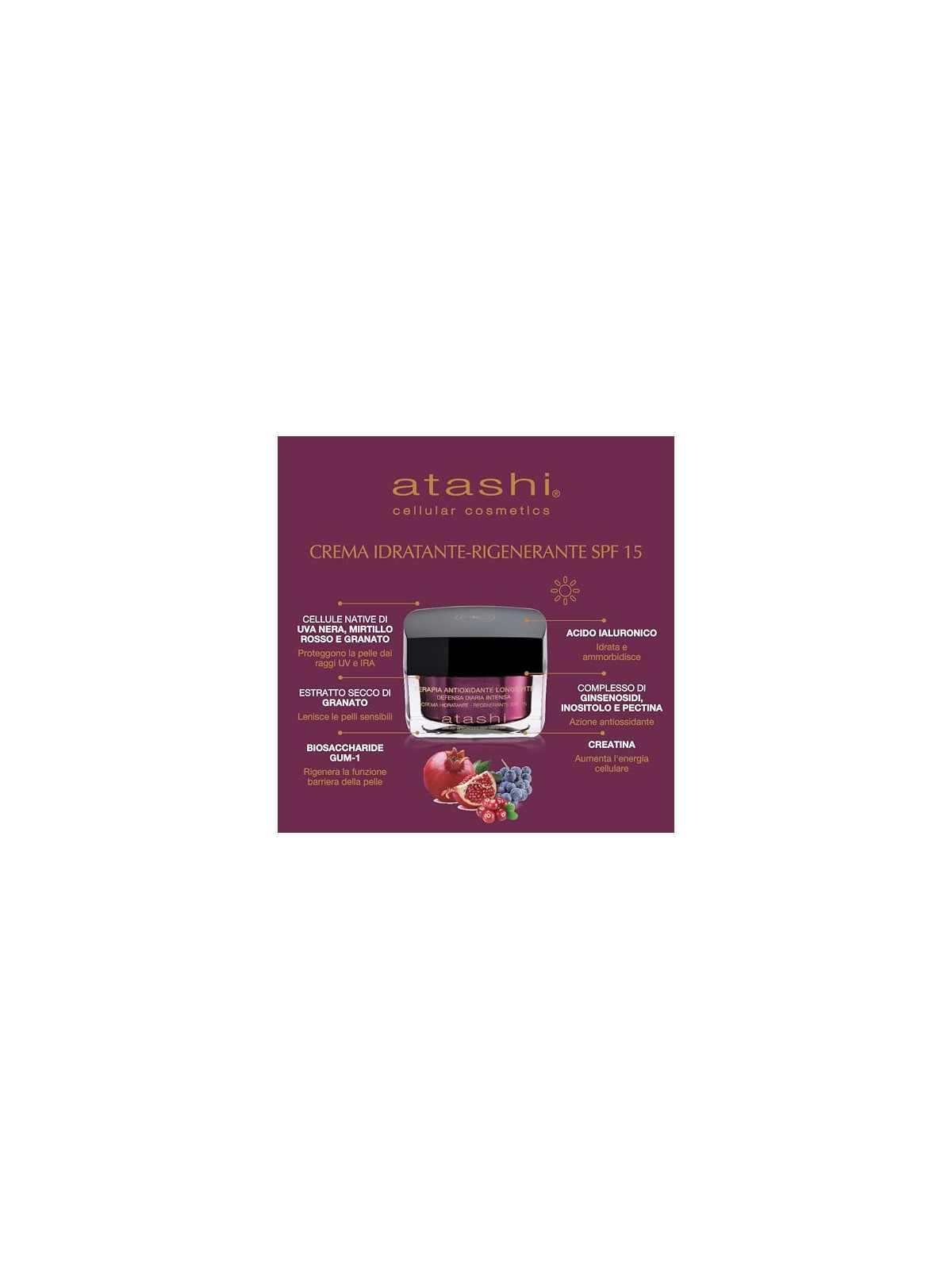 Atashi Set di 2 prodotti per un rituale viso idratante e antiossidante. Facial cream 50ml + Eye contour cream 15ml unisex