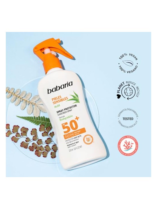 Babaria Spray Solare SPF50 Pelle Sensibile 200ml
