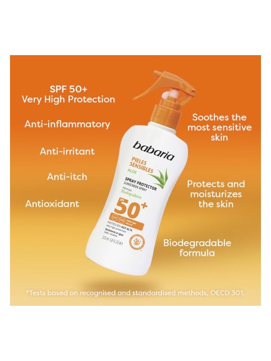 Babaria Spray Solare SPF50 Pelle Sensibile 200ml